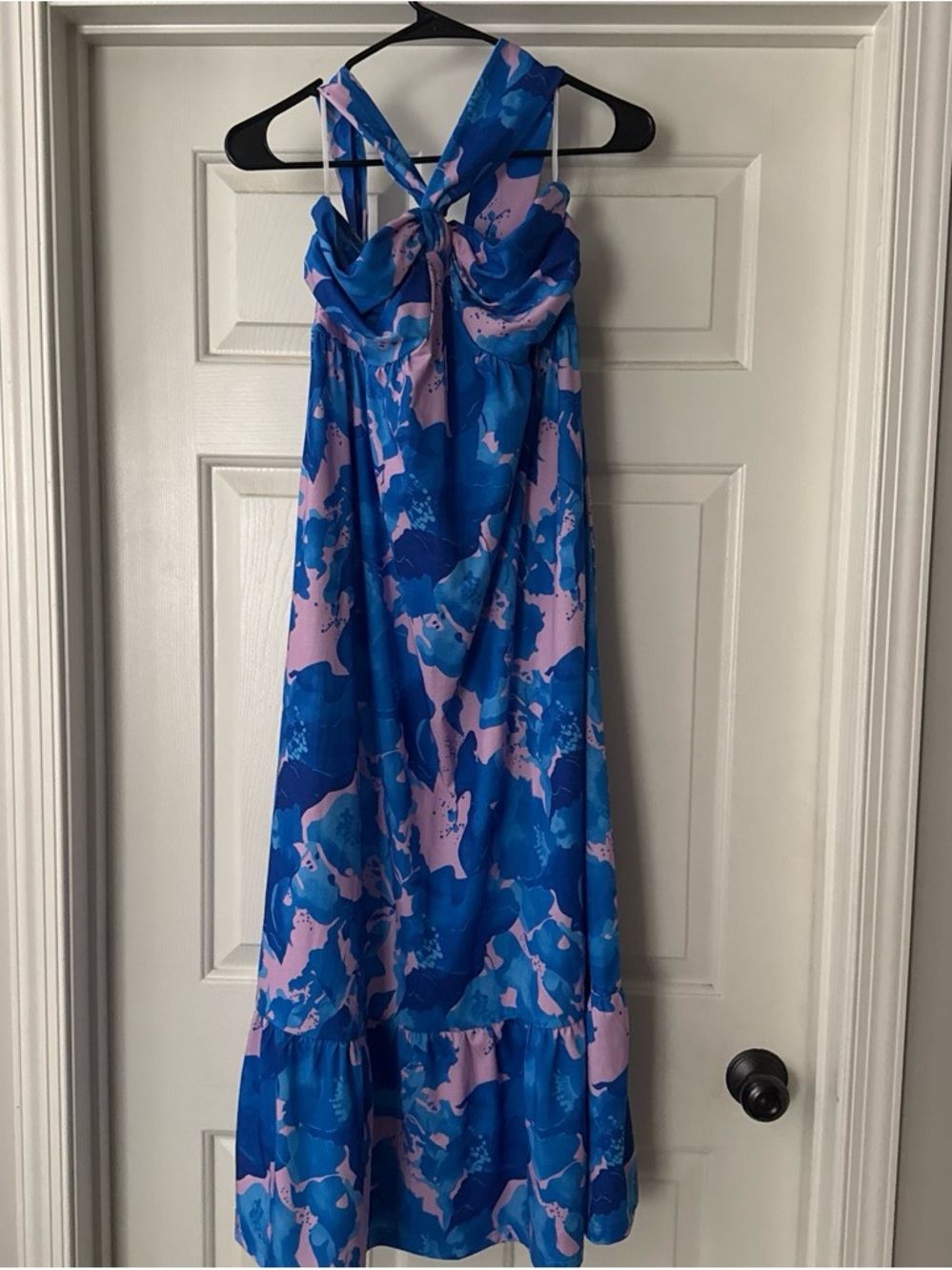 Grace Karin Blue and Pink Abstract Maxi Dress